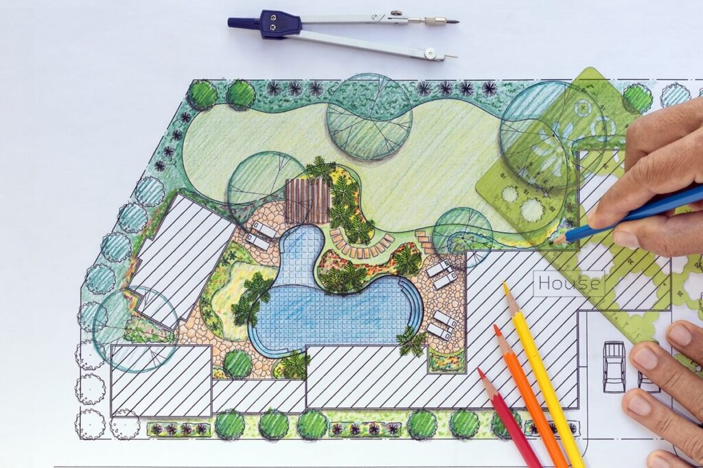 Gartendesign eines Landschaftsarchitekten inklusive Terrasse