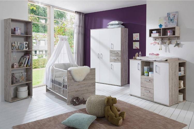Babyzimmer Komplett Set Möbel mit Babybett & Kommode & Schrank