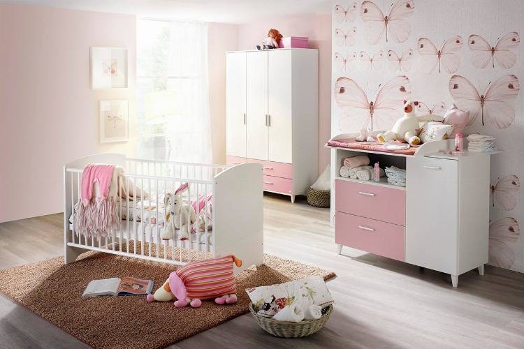 Babyzimmer Komplett Set Möbel mit Schrank & Kommode