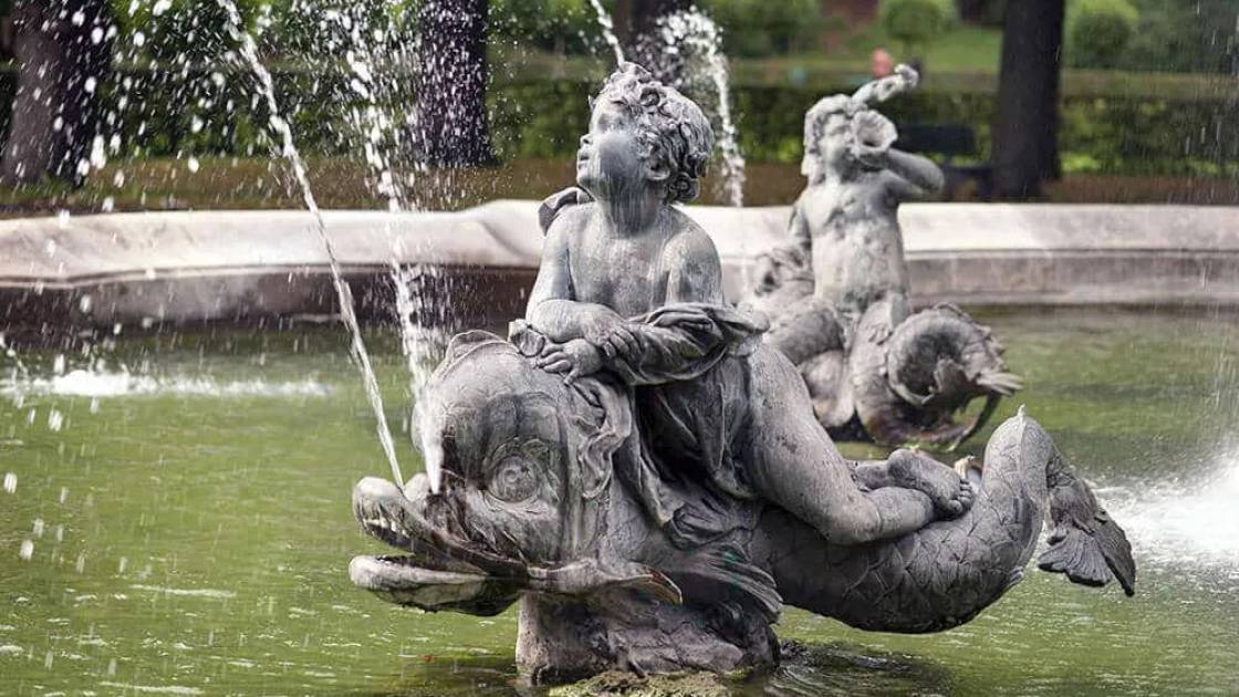 Bronze Wasserspeier für Gartenbrunnen mit Fisch