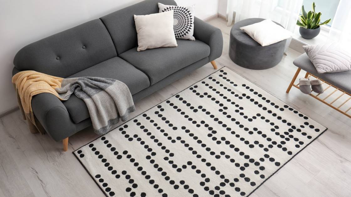 Moderner Teppich für das Wohnzimmer zur Sitzgruppe