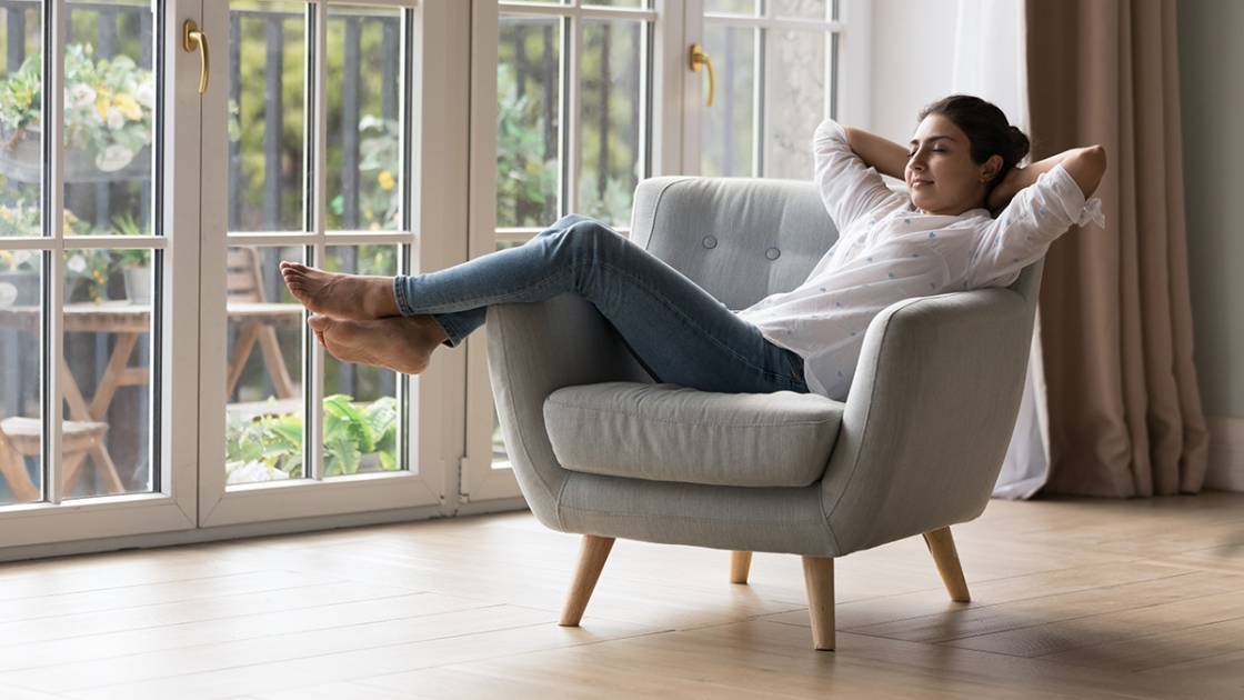 Relaxen moderner Sessel mit Entspannungsfunktion grauer Stoff