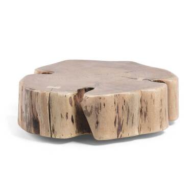 Baumscheiben Tisch & Rollbarer Couchtisch mit Baumscheibe Akazie Massivholz