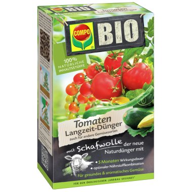 Bio-Gartendünger & COMPO BIO Tomaten Langzeit-Dünger mit Schafwolle, 750 g