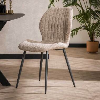 Boucle Esstisch Stuhl Set in Beige 47 cm