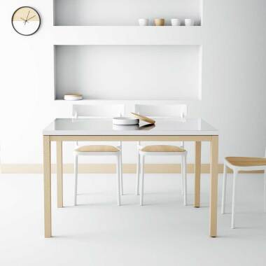 Buchenholztisch in Weiß & Design Esstisch in Weiß Hochglanz Glas ausziehbar