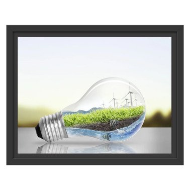 Gerahmtes Wandbild Glühbirne Erneuerbare Energien