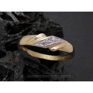 Gold Ring klassisch Gold 333 bicolor Diamant Goldring Gr. 53