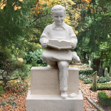 Grabstein für Einzelgrab aus Kalkstein & Grabstein Skulptur mit Buch online