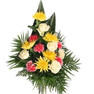 Grabsträuße & Grabstrauß „Letzter Gruß“ mit Nelken, Rosen und Chrysanthe