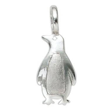 Kinder Anhänger Pinguin 925 Sterling Silber rhodiniert mattiert Kinderanhänger C