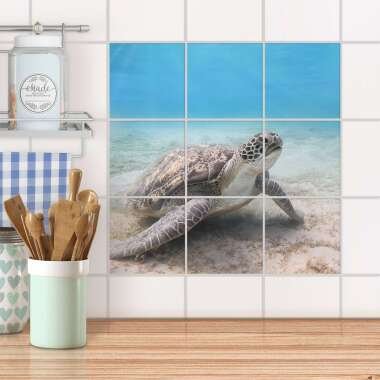 Klebefliesen für Küche & Bad Design: Green Sea Turtle 15x15 cm