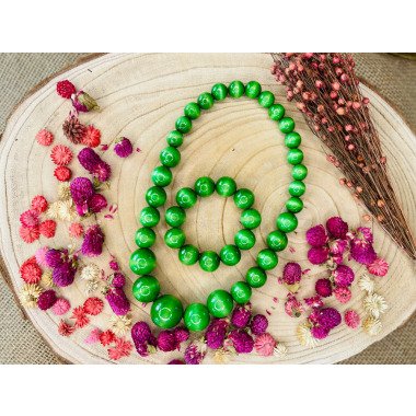 Set Grüne Holzkette Und Armband | Hell, Halskette, Perlenkette, Grüner