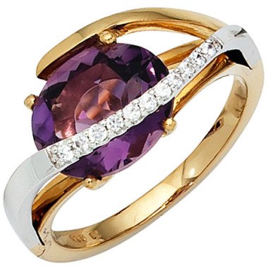 SIGO Damen Ring 585 Gold bicolor 11 Diamanten