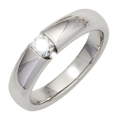 SIGO Damen Ring 585 Gold Weißgold 1 Diamant Brillant 0,20ct. Diamantring