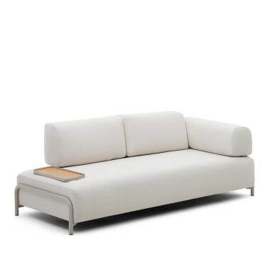Sofa mit Tablett aus Chenillegewebe Vierfußgestell