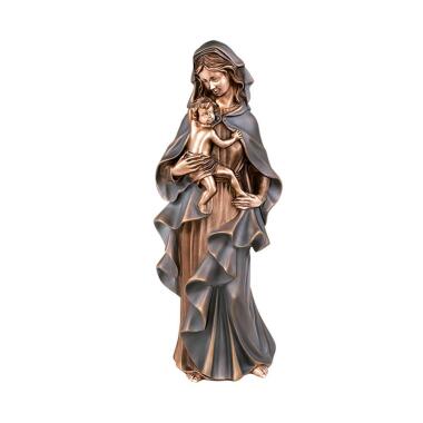 Stilvolle Marienfigur mit Kind aus Bronzeguss Madonna Silvia / 30x14x8cm (HxBx