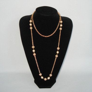 Vintage Halskette Goldene Kette Mit Perlen