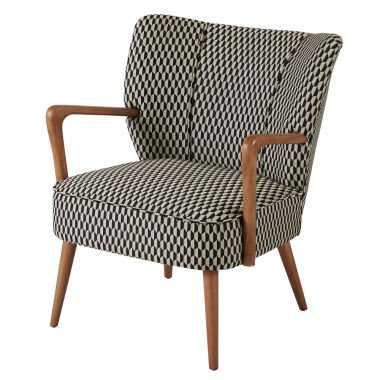 Vintage-Sessel mit schwarzen und weißen grafischen