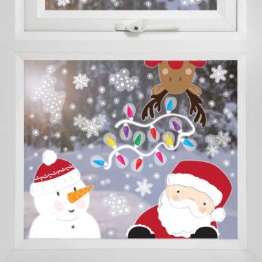 Weihnachten Schneemann Santa Fensteraufkleber