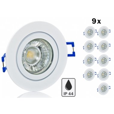9er Feuchtraum LED Einbaustrahler Set IP44