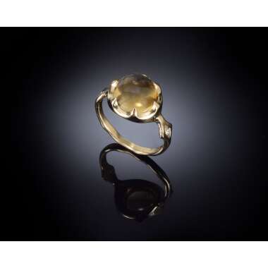 Citrin Ring, Goldring Mit Edelsteinen, Alternativer Einzigartiger Verlobungsring