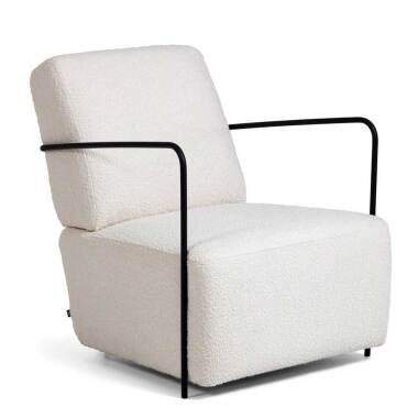 Design Sessel aus Strukturstoff Armlehnen aus Metall