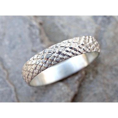 Drachenschuppen Ring Silber Feder Ring, Mittelalter Ehering, Pagan Schlangenleder