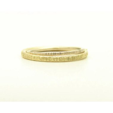 Gold Ehering Set, 14Kt Goldring, Gehämmerter Engagement Ring, Trauring