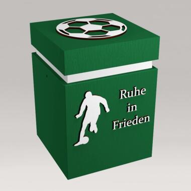 Grüne Fußball Motiv Graburne Eiche eckig mit besonderer Inschrift Fußball