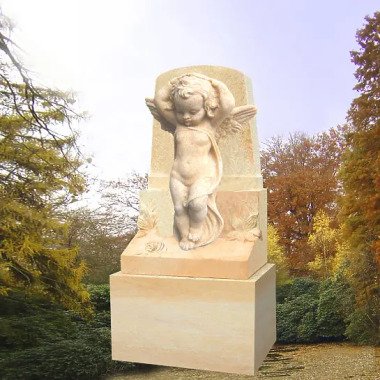 Günstiger Kindergrabstein mit Skulptur & Kindergrabmal mit Engelsknaben