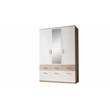 Kleiderschrank Spiegel Sonoma Eiche weiß 135 cm BOX