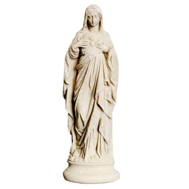 Madonna mit Kind Figur & Stein Skulptur Heilige Mutter Gottes mit Herz