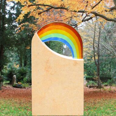 Moderner Grabstein mit Glas Regenbogen Amanda
