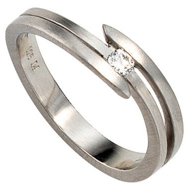 Platinring aus Silber & SIGO Damen Ring 950 Platin matt 1 Diamant Brillant 0,09ct. Platinring