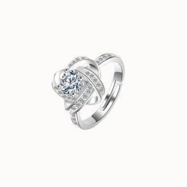 Statement-Ring mit Zirkonia & sterling Silber Brilliant Kristall Ring Mit