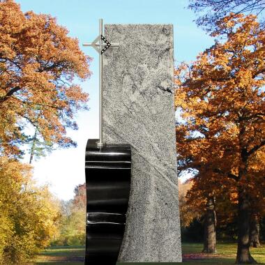 Urnengrabstein mit Kreuz & Moderner Urnengrabstein aus Granit mit Edelstahl