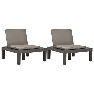 vidaXL Gartenstühle mit Auflagen 2 Stk. Kunststoff