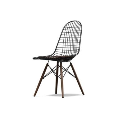 Ahornholzstuhl mit Leder & Vitra Wire Chair DKW-5 Ahorn dunkel Leder 69