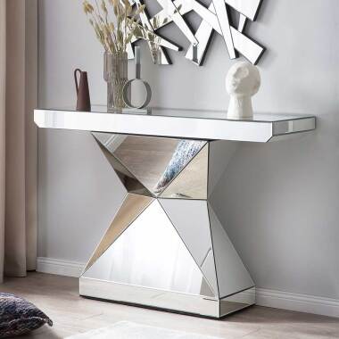 Designtisch aus Glas & Design Konsolentisch aus Spiegelglas rechteckiger
