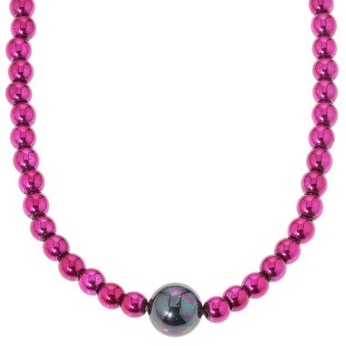Glamour-Collier, MK-Perle, Magnet, ca. 50 cm x dark purple x