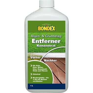 Grünbelagentferner & Bondex Algen und Moos Entferner 1 L farblos