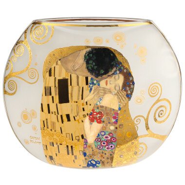 Gustav Klimt: Glasvase 'Der Kuss' mit Golddekor