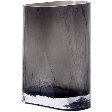Hohe Deko Blumenvase Glas grau 20 cm geschwungen