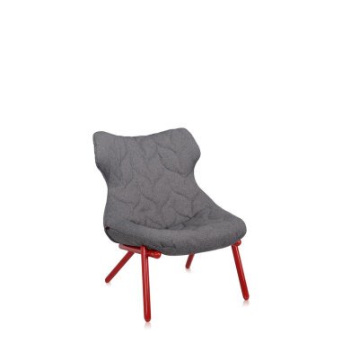 Kartell - Foliage Sessel - Gestell rot - Stoff Trevira grau