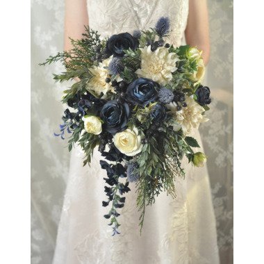 Kaskaden-Brautstrauß, Brautblumenstrauß, Hochzeitsblumen, Brautstrauß, Blauer St