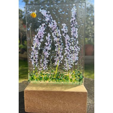 Lavendelspray Teelicht-Lavendel, Lila Blumen-Teelicht-Holzblock