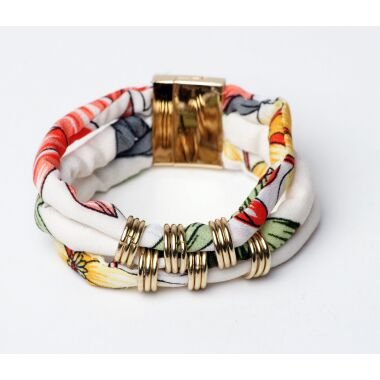 Modeschmuck Armband von Sweet7 aus Stoff in Weiß  Bunt  Gold
