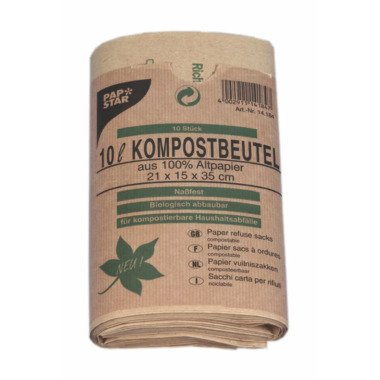 PAPSTAR Kompostbeutel; 10l, 21x35x15 cm (BxHxT);