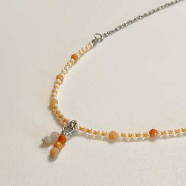 Perlenkette in Orange & Gliederkette | Orange Aventurin Edelsteine & Mondstein